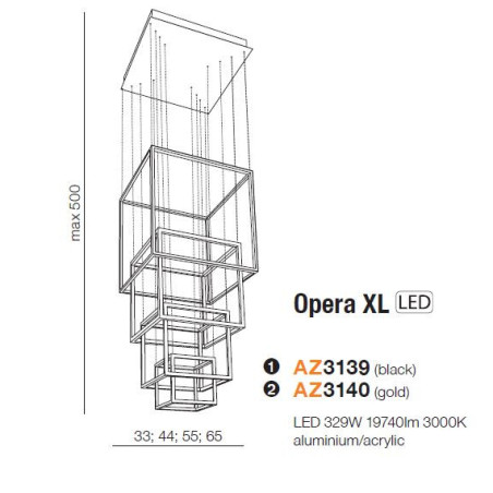 Luminaire Design suspendue OPERA XL LED 329W 3000K - or