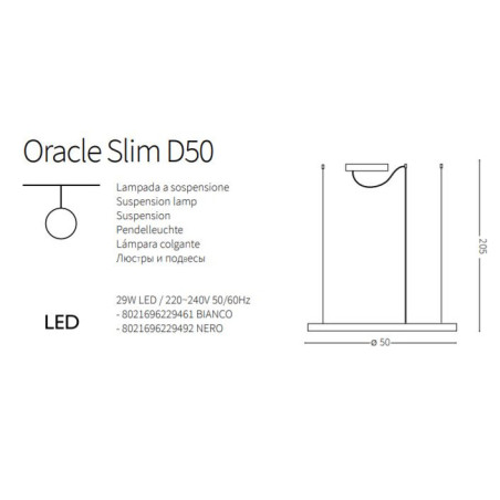 Lampe Design suspendue ORACLE SLIM D50 LED 30W 3000K - blanc