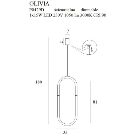 Luminaire Design suspendue OLIVIA LED 15W 3000K DIM - or