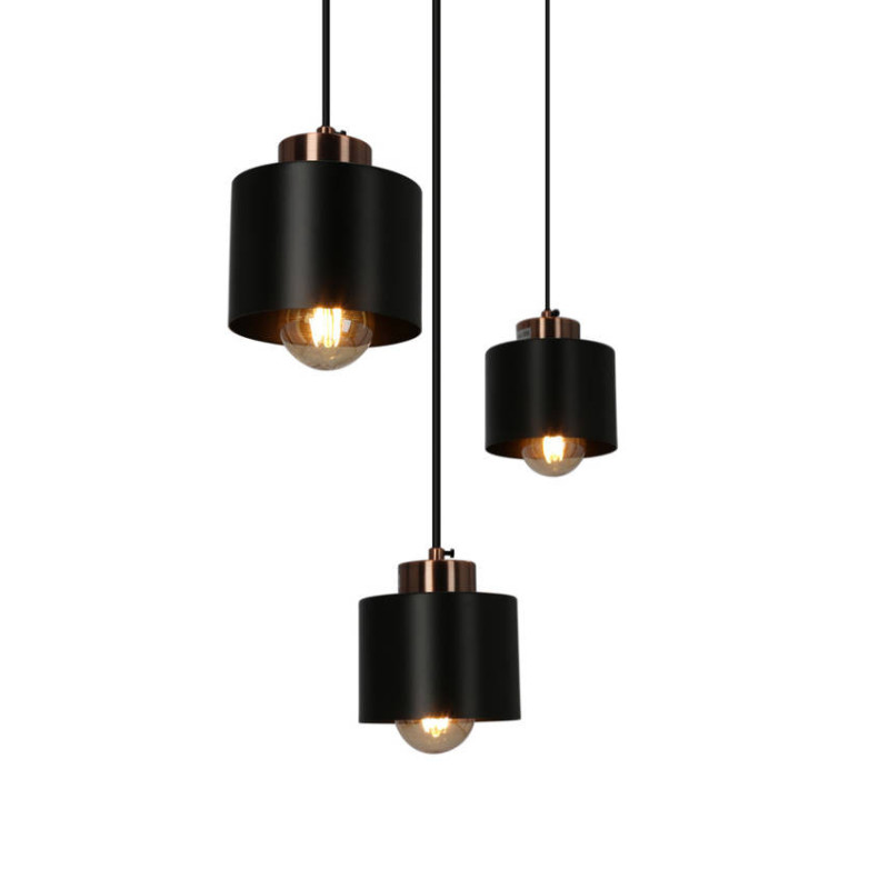 Lampe Suspendue design OLENA 3xE27 - noir / cuivre