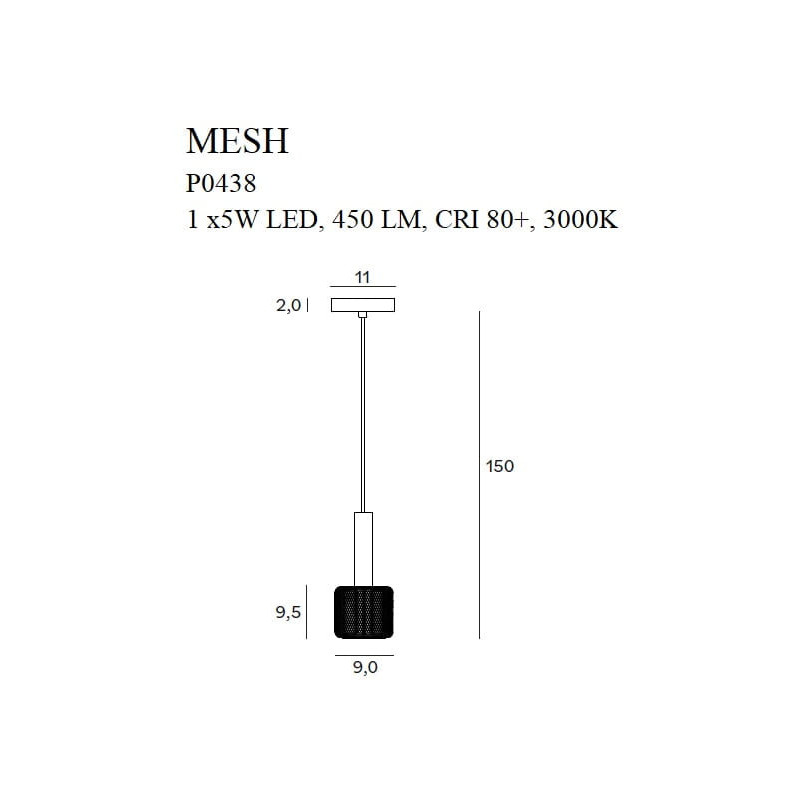 Luminaire Design suspendue MESH LED 5W 3000K - noir / or