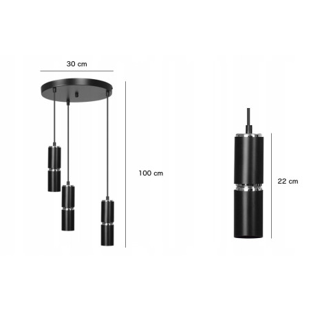 Suspension luminaire design MODESTO 3 PREMIUM NOIR 3xGU10 - noir