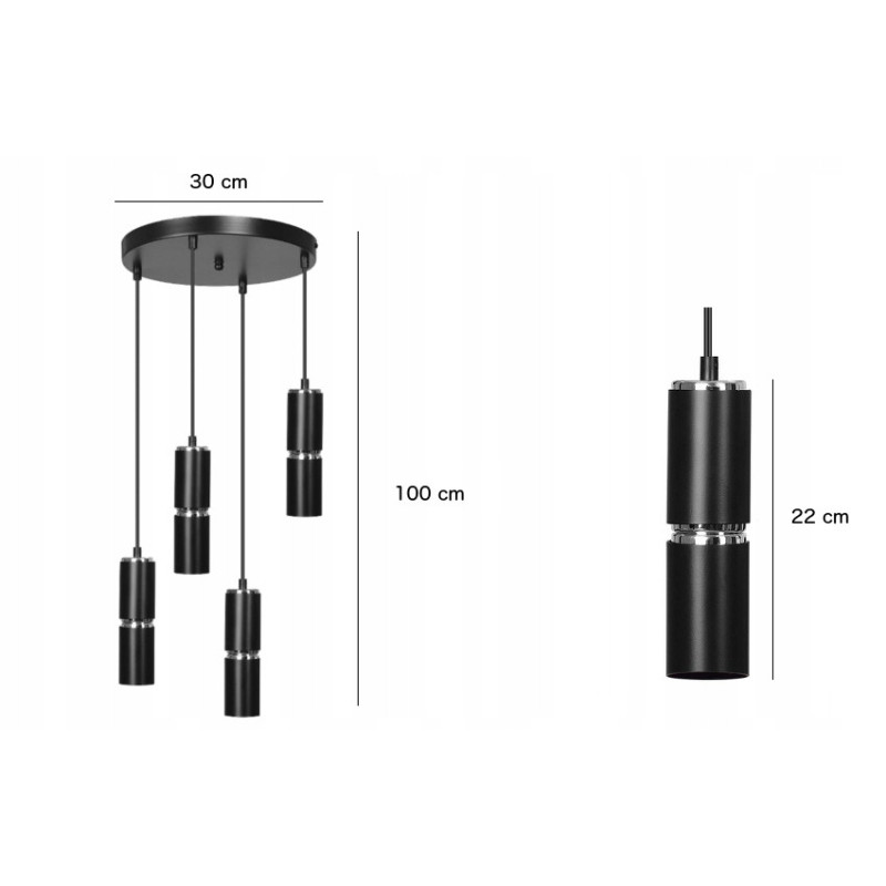 Suspension luminaire design MODESTO 4 PREMIUM NOIR 4xGU10 - noir