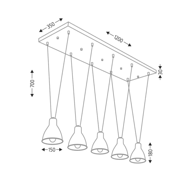 Suspension luminaire MASAMI 5xE27 - noir