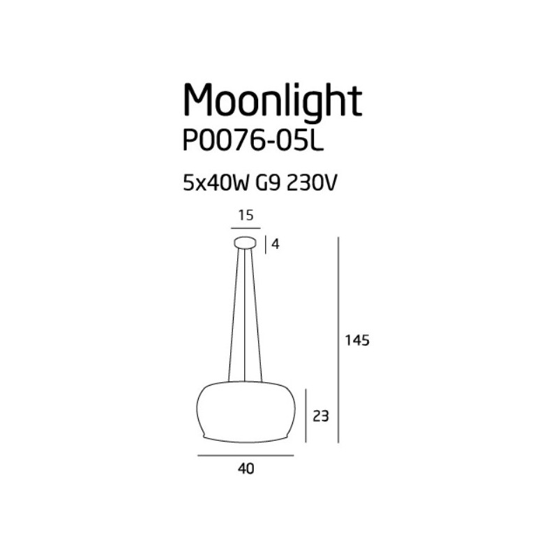Lampe suspendue MOONLIGHT 5xG9 - chrome / fumé Cristal