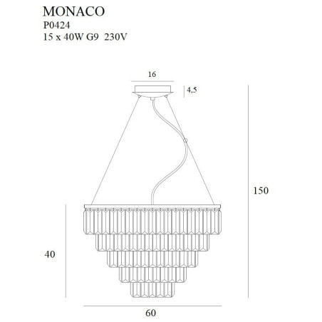 Lampe suspendue MONACO 15xG9 - or / transparent Cristal