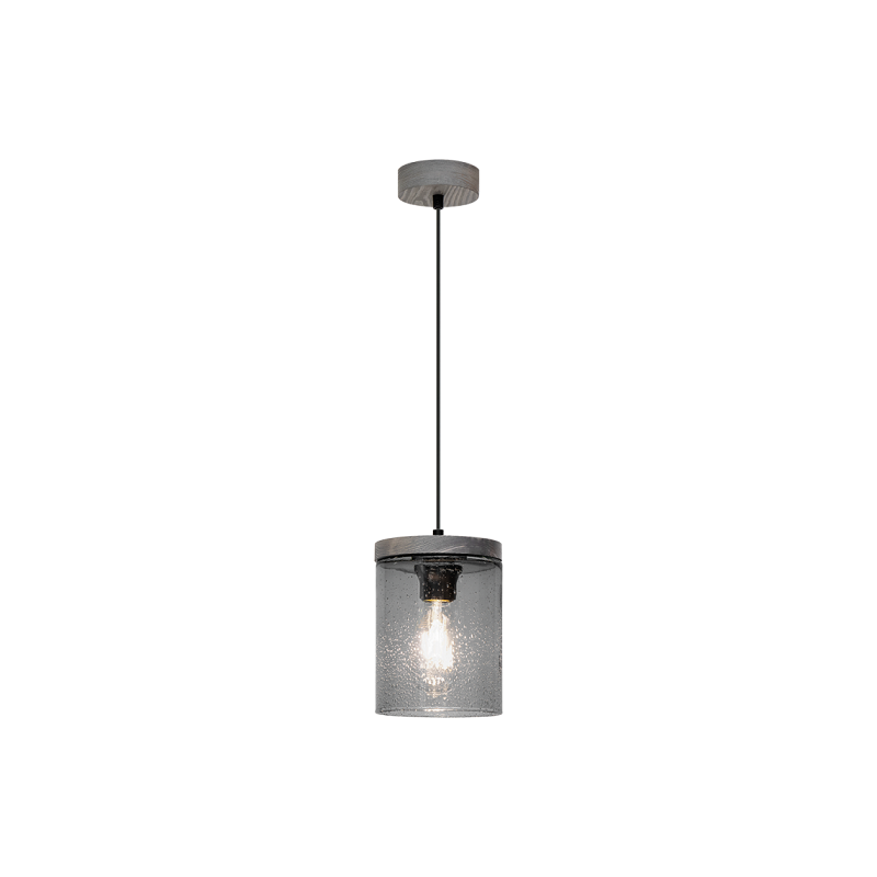 Suspension luminaire design MONSUN E27 - gris / pin fumé