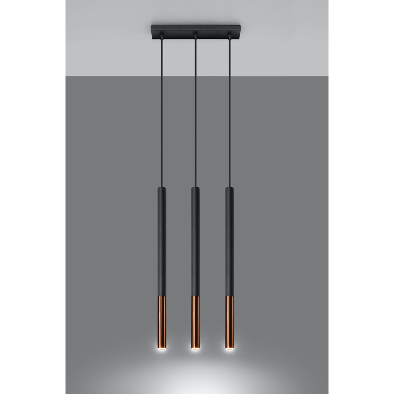 Lampe Suspendue design MOZAICA 3L 3xG9 - noir / cuivre