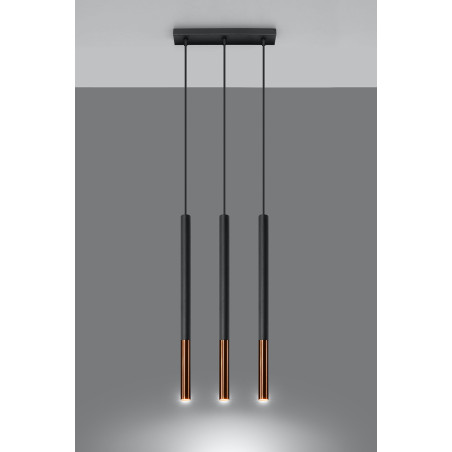 Lampe Suspendue design MOZAICA 3L 3xG9 - noir / cuivre