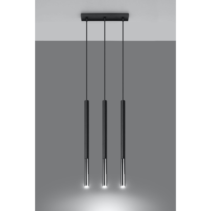 Suspension luminaire design MOZAICA 3L 3xG9 - noir / chrome