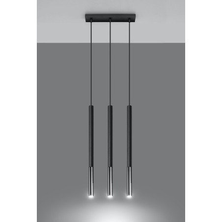 Suspension luminaire design MOZAICA 3L 3xG9 - noir / chrome