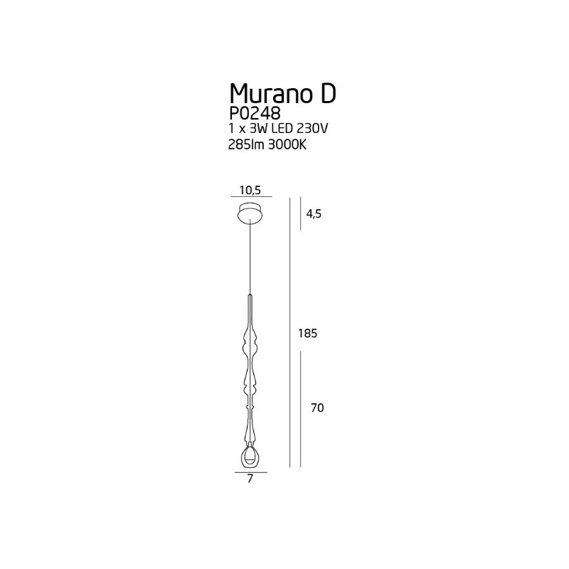 Luminaire Design suspendue MURANO D LED 3W 3000K - chrome