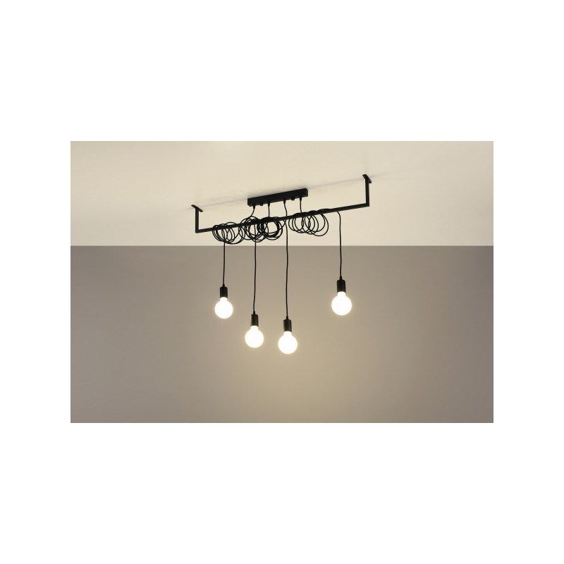 Luminaire Industriel Suspension SALAMANQUE 4xE27 - noir