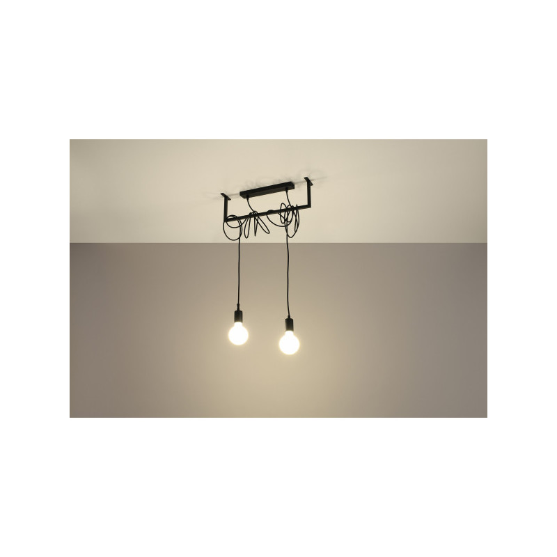 Suspension industrielle Design SALAMANQUE 2xE27 - noir