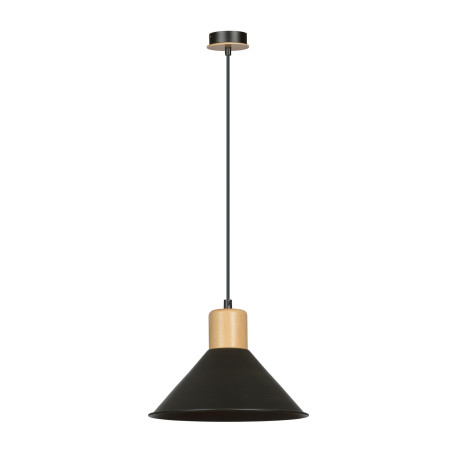Suspension luminaire design ROWEN E27 - noir / bois
