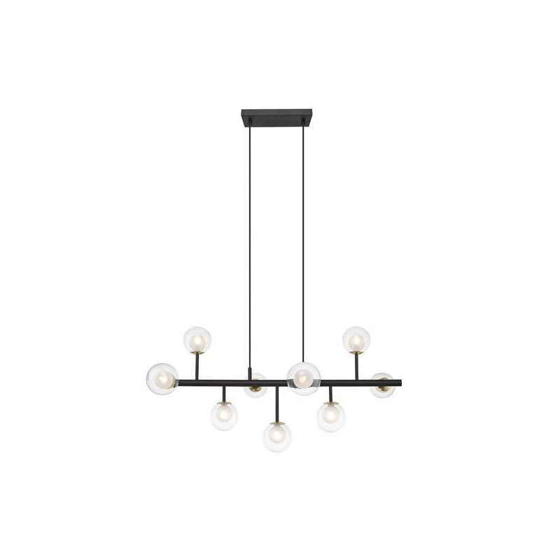 Suspension luminaire design RIANO 9xE27 noir / transparent