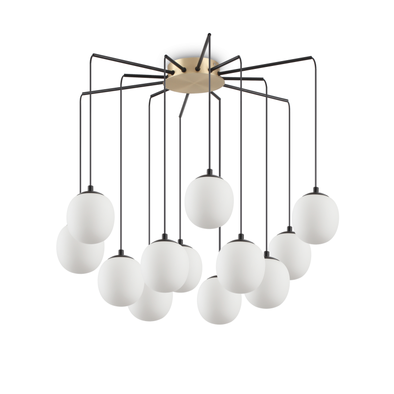 Suspension luminaire design RHAPSODY SP12 12xG9 - noir / blanc