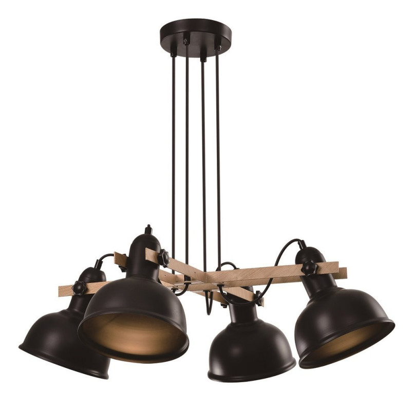 Suspension industrielle Design RENO 4xE27 - noir / cuivre