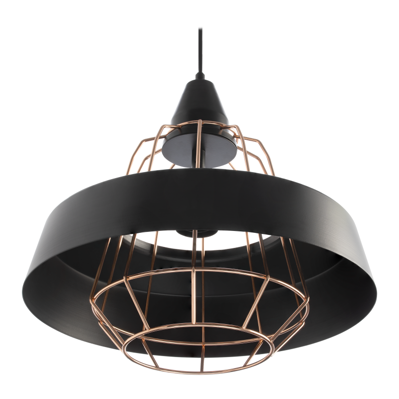 Suspension industrielle Design ROCCO 1P E27 - noir / cuivre