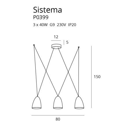 Suspension design SISTEMA 3xG9 - noir