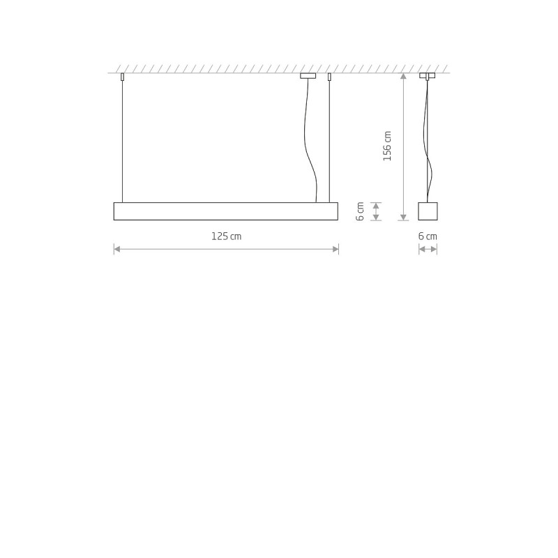 Lampe Design suspendue SOFT LED T8 120x6 22W 3000K - graphite