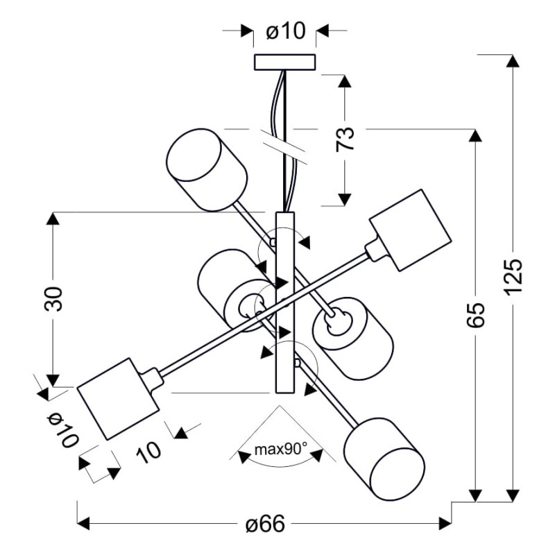 Lampe Suspendue design SAX 6xE14 - nickel