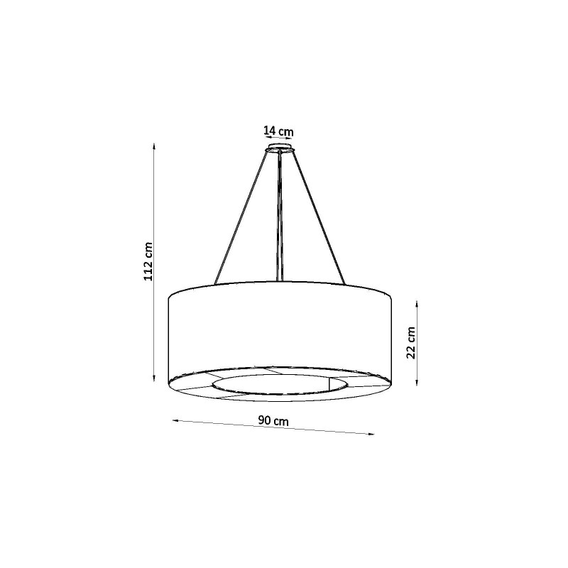 Lampe Suspendue avec abat-jou SATURNO 90cm 8xE27 - blanc