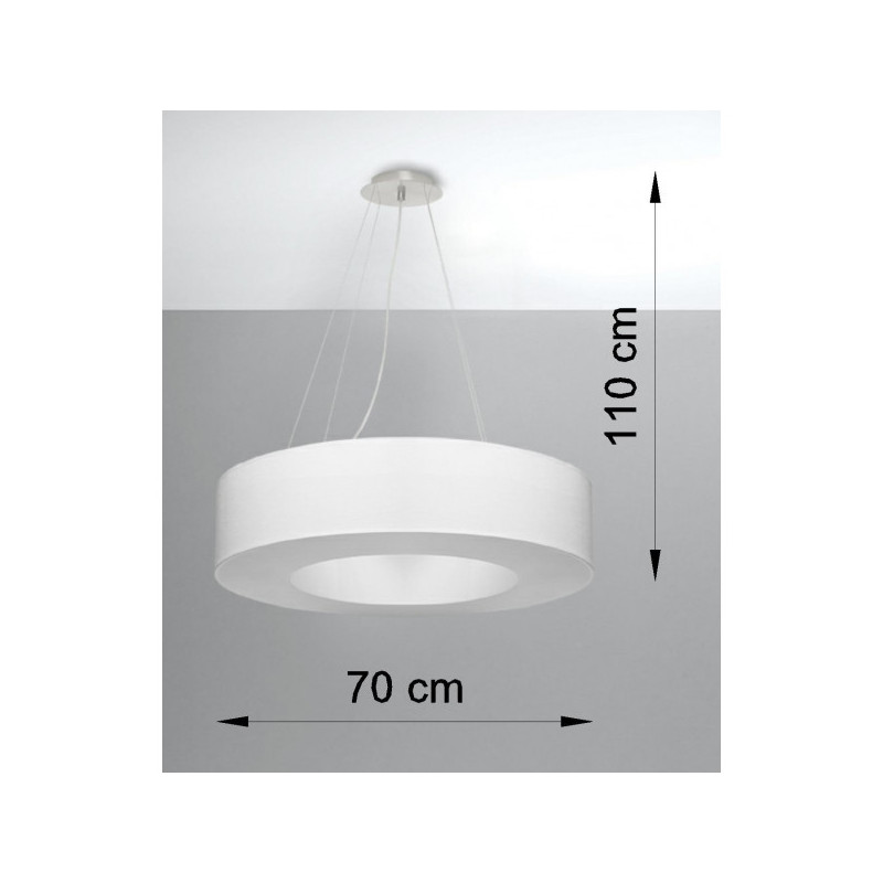 Lampe en suspension abat jour Design SATURNO 70cm 6xE27 - blanc