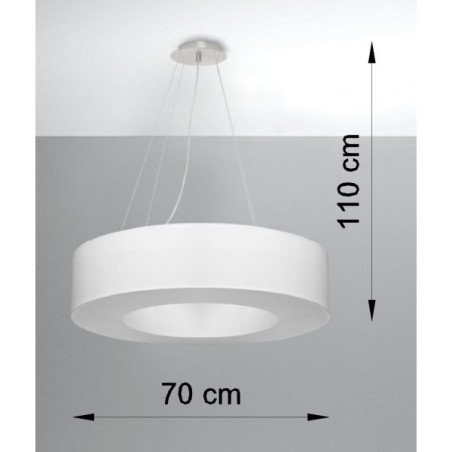 Lampe en suspension abat jour Design SATURNO 70cm 6xE27 - blanc
