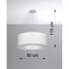 Lampe Suspendue avec abat-jour SATURNO 50cm 5xE27 - blanc