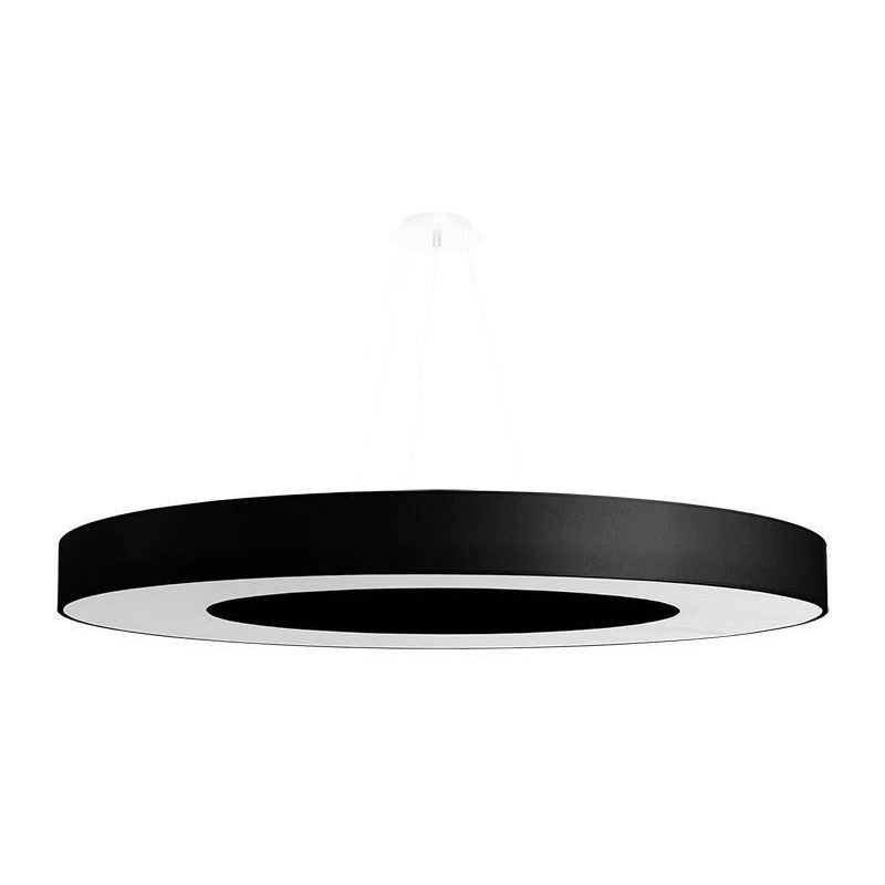 Lampe Suspendue avec abat-jour SATURNO SLIM 90cm 8xE27 - noir