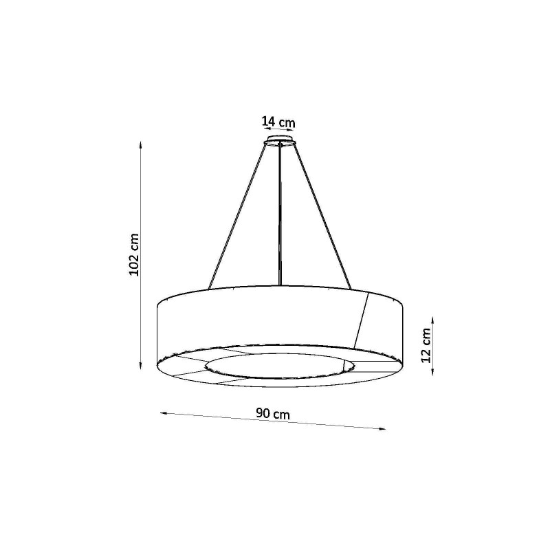 Lampe Suspendue avec abat-jou SATURNO SLIM 90cm 8xE27 - blanc