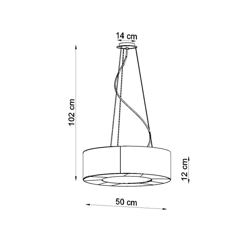 Lampe Suspendue avec abat-jour SATURNO SLIM 50cm 5xE27 - blanc