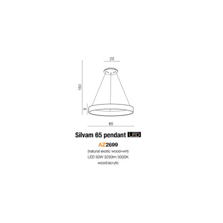 Luminaire Design suspendue SILVAM 65 LED 50W - bois exotique