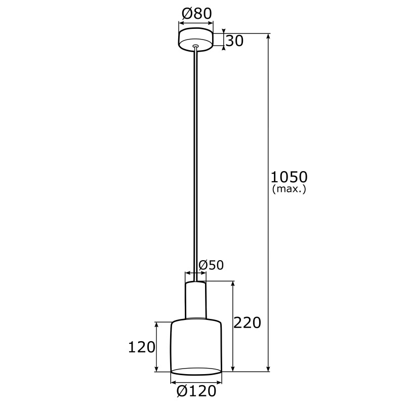 Lampe Suspendue design SINES Ø12 E27 - noir