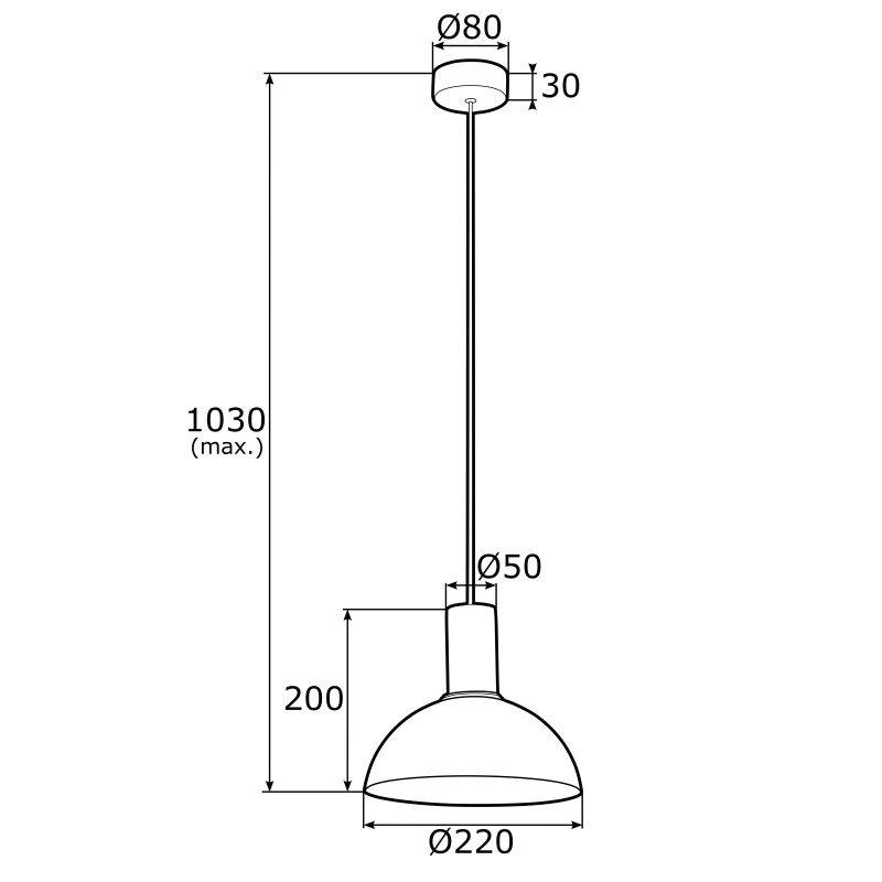 Suspension luminaire SINES Ø22 E27 - bleu marine