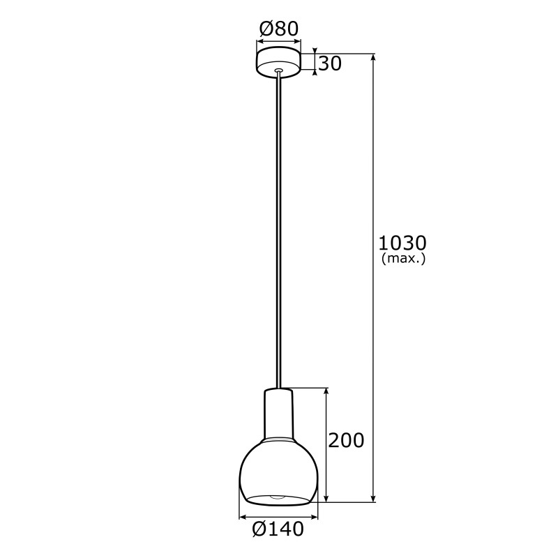 Lampe Suspendue design SINES Ø14 E27 - bleu marine