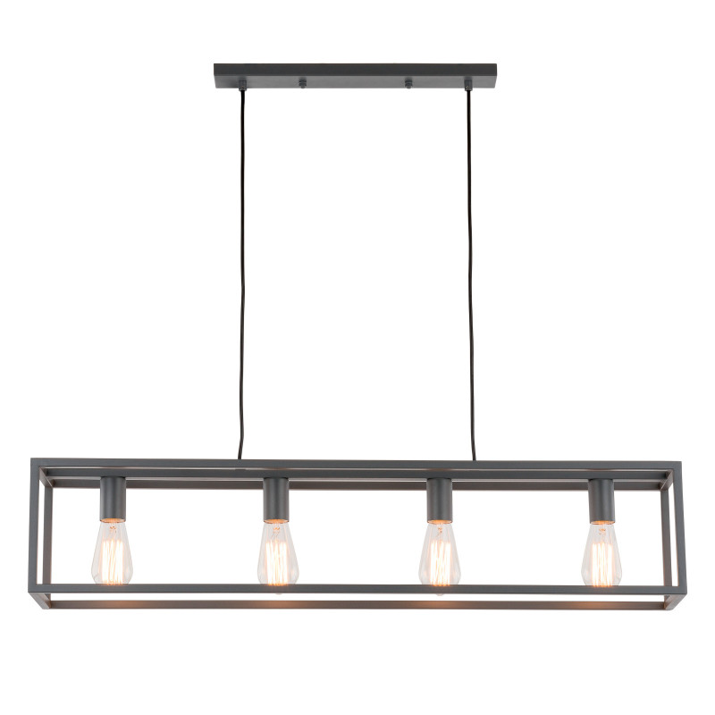 Lampe Suspendue industrielle SIGALO 4xE27 - gris sable