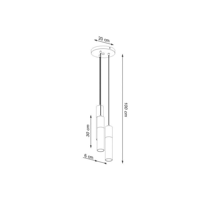 Suspension design PABLO 3P 3xGU10 - noir / bois