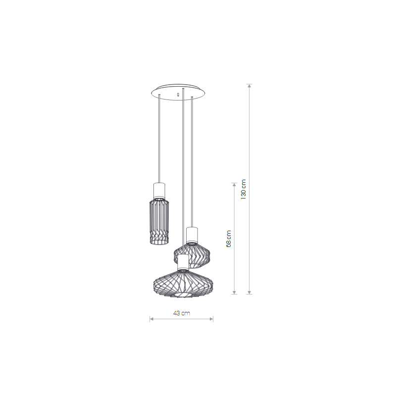 Suspension design PICO III GU10 - noir / or