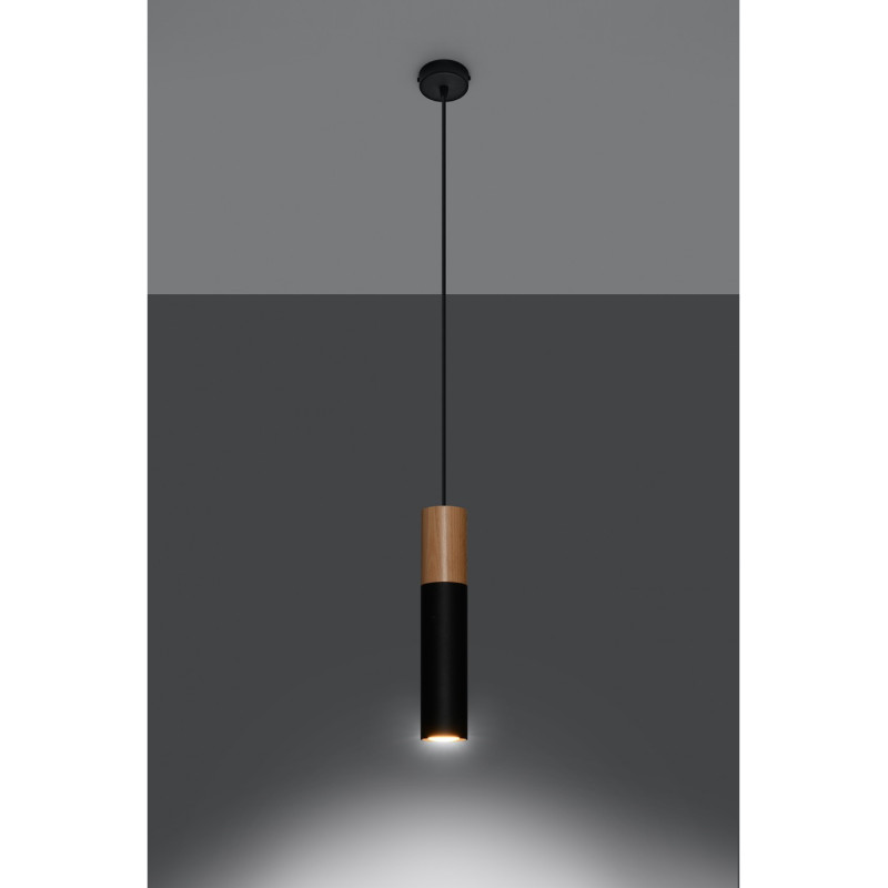 Suspension luminaire PABLO GU10 - noir / bois