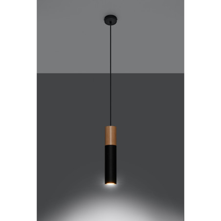 Suspension luminaire PABLO GU10 - noir / bois