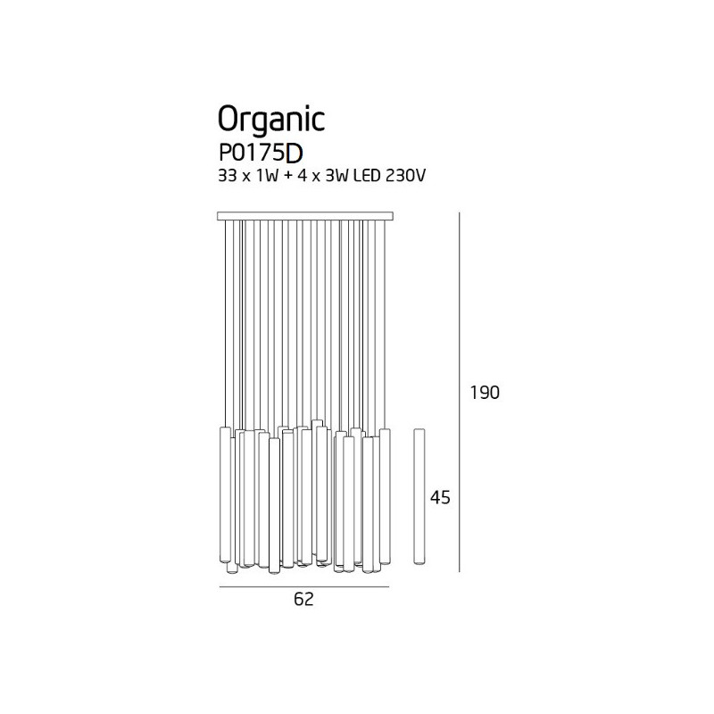 Luminaire Design suspendue ORGANIC LED 45W 3000K DIM - chrome