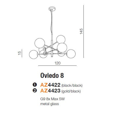Suspension design OVIEDO 8 8xG9 - or / noir