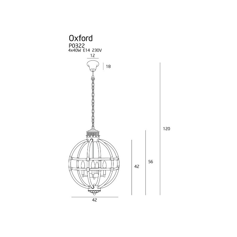 Suspension design OXFORD 4xE14 - chrome / transparent