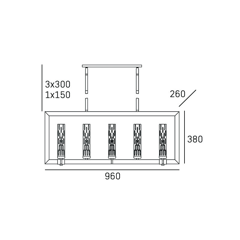 Lampe suspendue OXFORD 10xE14 nkiel / transparent Cristal