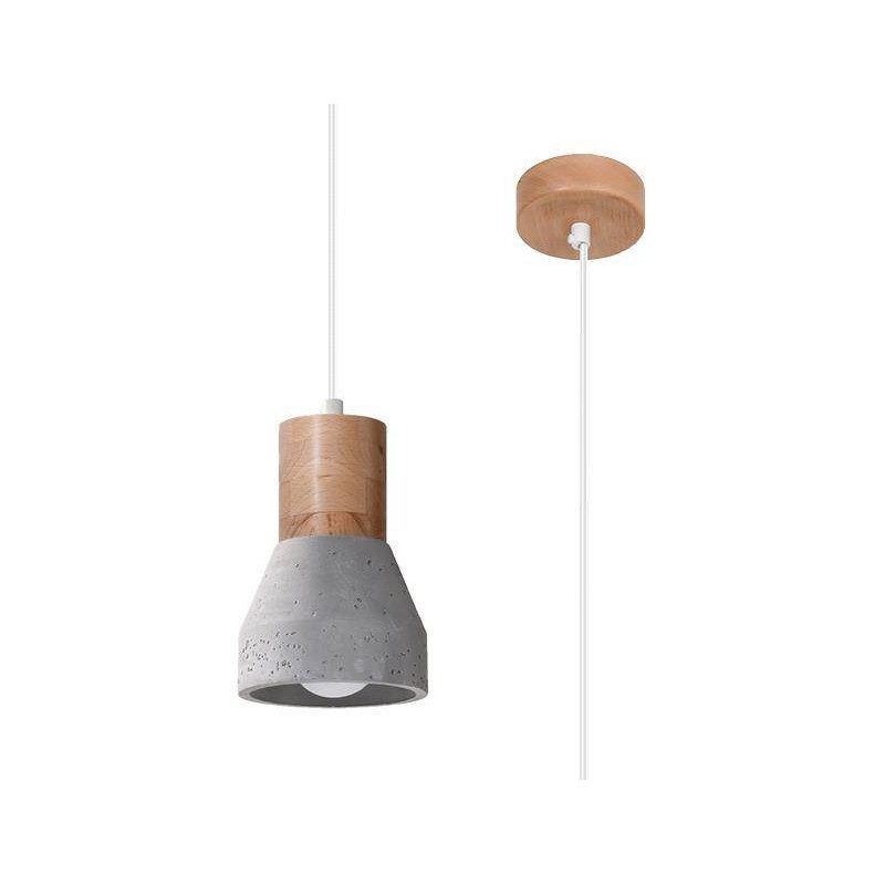 Suspension industrielle QUBIC E27 - gris / bois