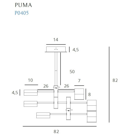 Luminaire Design suspendue PUMA LED 6x7W 3000K - noir / or