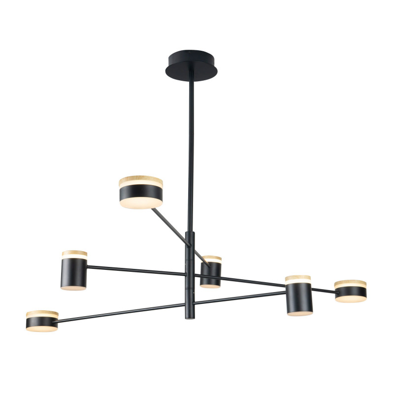 Luminaire Design suspendue PUMA LED 6x7W 3000K - noir / bois