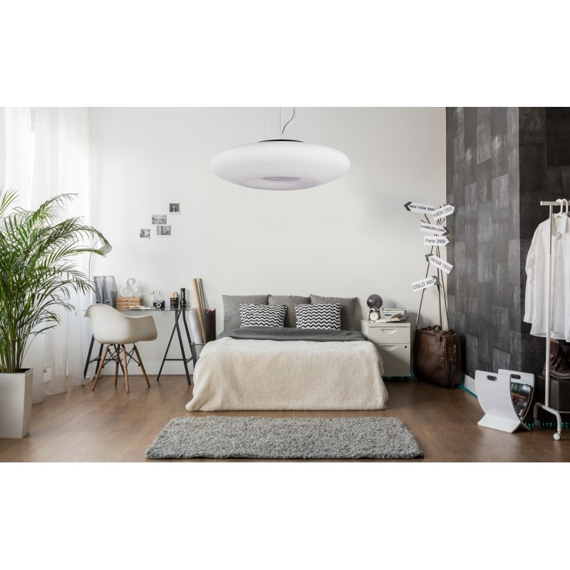 Lampe en suspension abat jour Design PIRES 60 E27 4x60W blanc, chrome